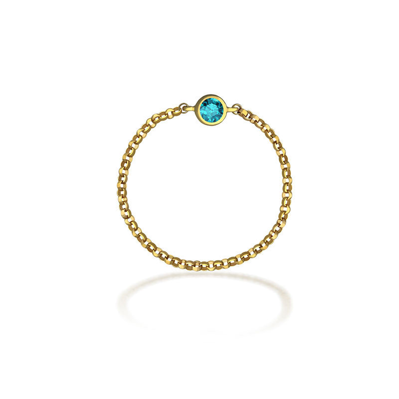 18k Gold December Birthstone Topaz Chain Ring - Genevieve Collection
