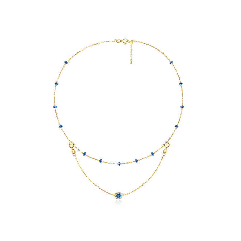 18k Gold 2 Ways By The Yard Sapphire Bead Necklace - Genevieve Collection