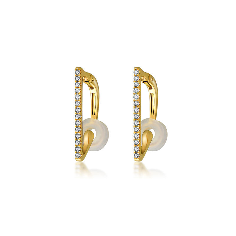 18k Gold Vertical Line Diamond Ear Cuff - Genevieve Collection
