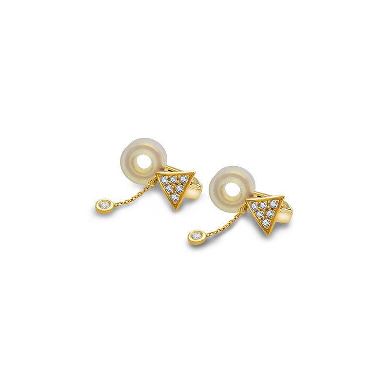 18k Gold Triangle Dangling Diamond Ear Cuff - Genevieve Collection