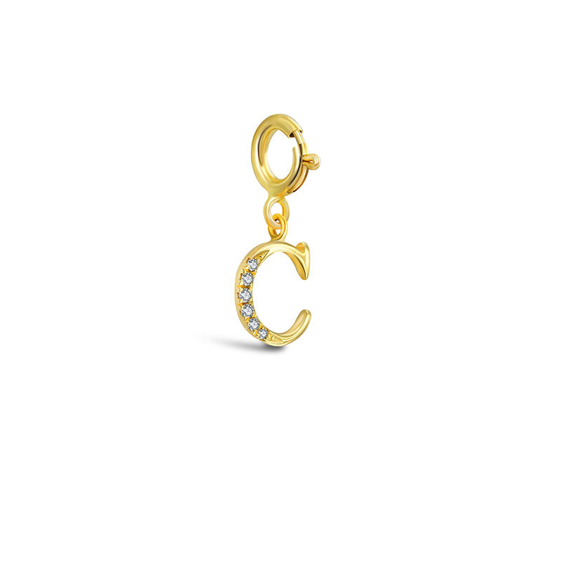 18k Gold Letter "C" Diamond Charms - Genevieve Collection