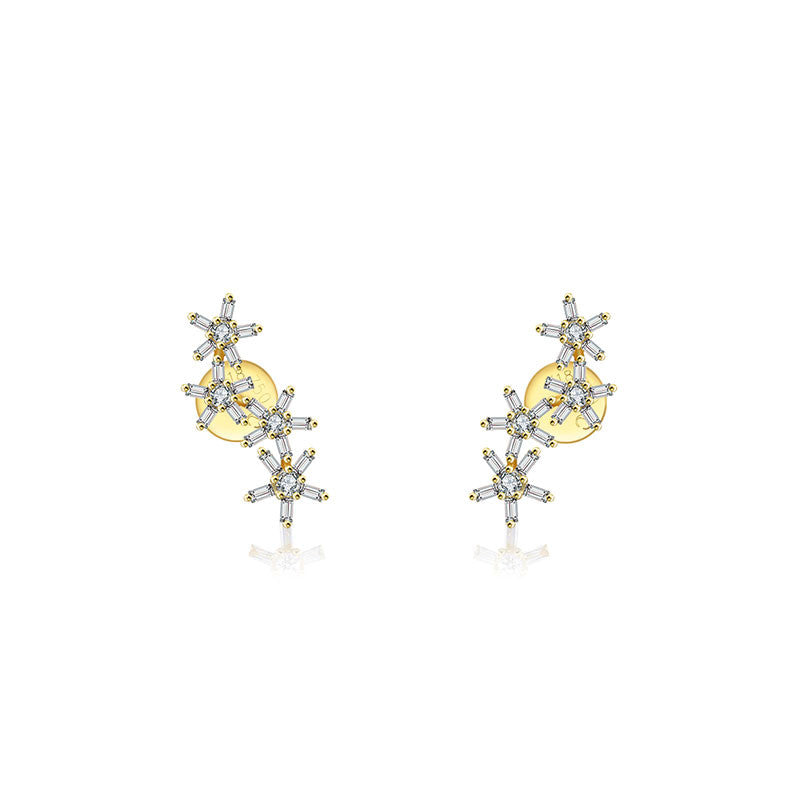 18k Gold Irregular Order Flower Shape Diamond Earring - Genevieve Collection