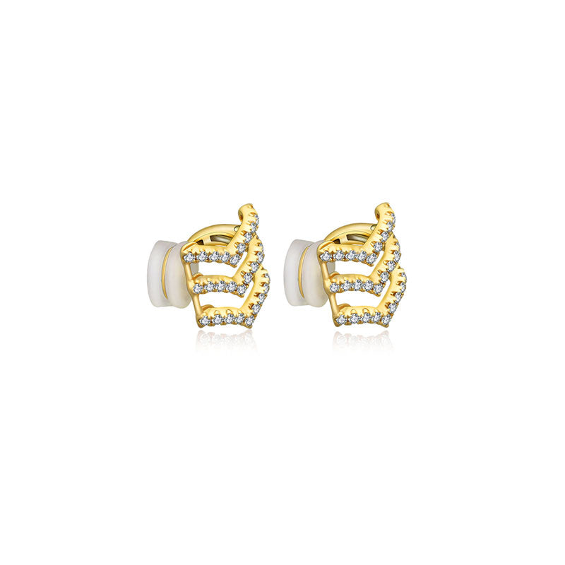 18k Gold Triple Curve Diamond Ear Cuff - Genevieve Collection