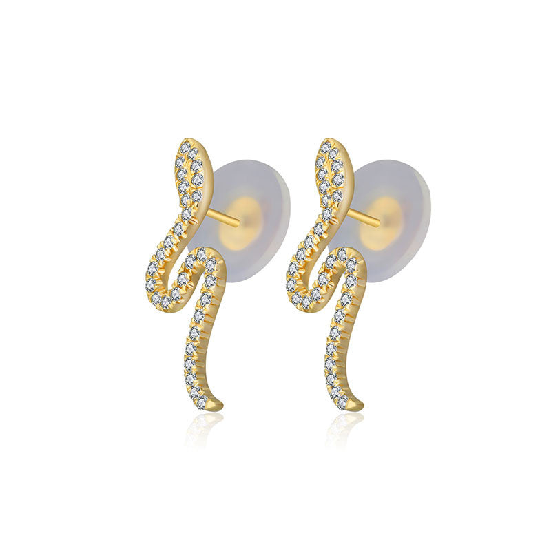 18k Gold Snake Shape Diamond Earring - Genevieve Collection