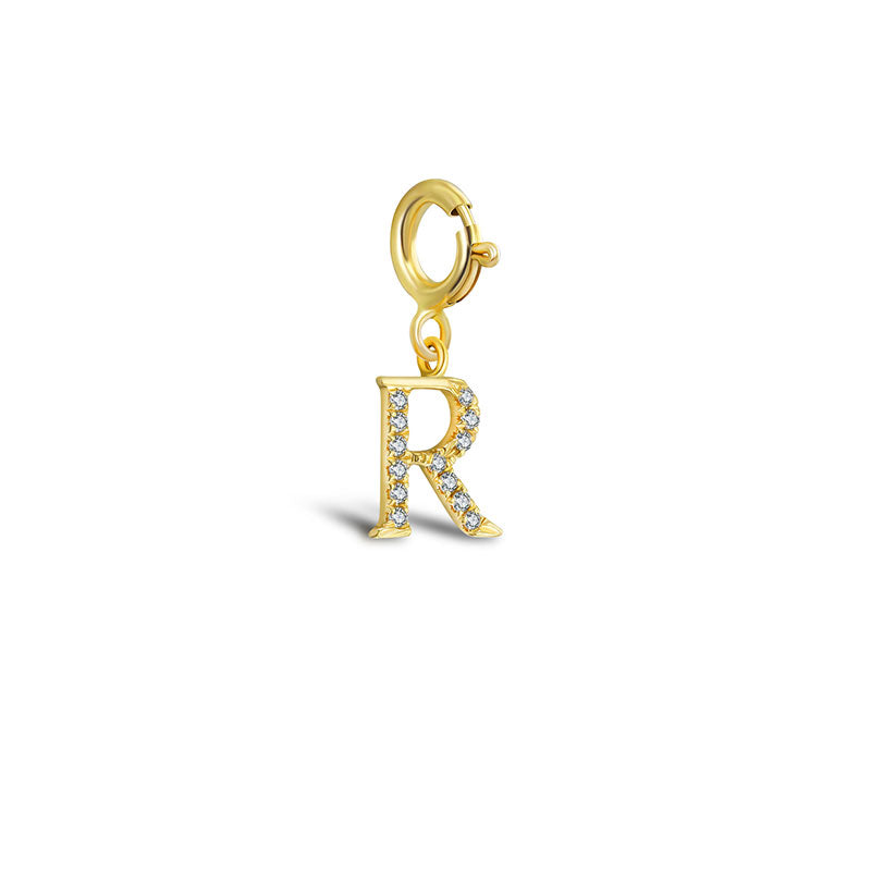 18k Gold Letter "R" Diamond Charms - Genevieve Collection