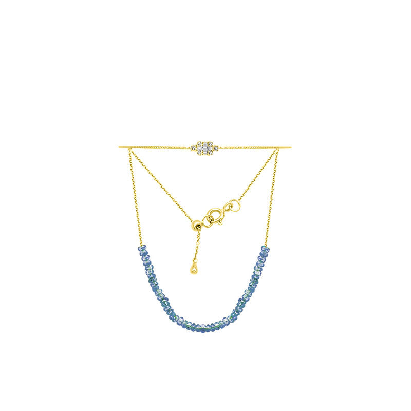 18k Gold Sapphire Beaded Bracelet with Diamond Bangle - Genevieve Collection