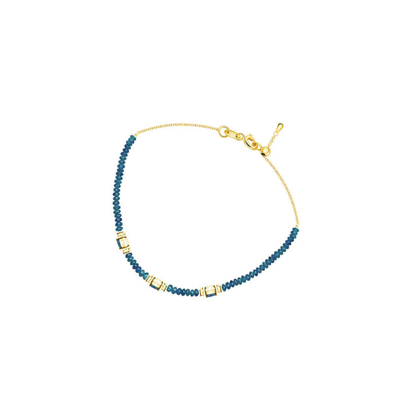 18k Gold Triple Sapphire Diamond Bracelet with Beaded Sapphire - Genevieve Collection