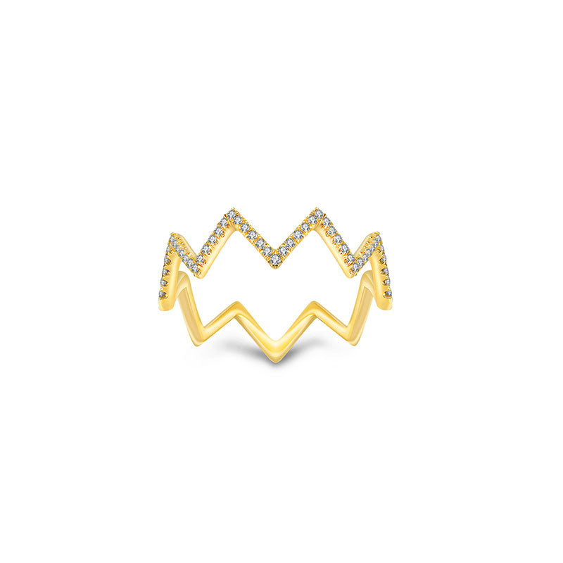 18k Gold Zigzag Diamond Ring - Genevieve Collection