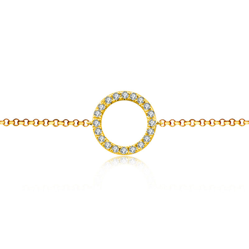 18k Gold Round Shape Diamond Bracelet with Gray Tassel - Genevieve Collection