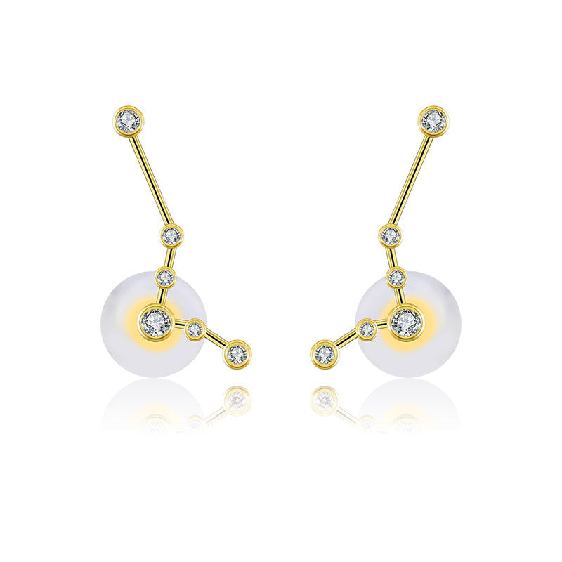 Pisces Zodiac Constellation Earring 18k Gold & Diamond - Genevieve Collection