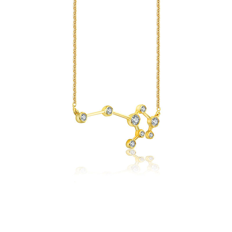 Leo Zodiac Constellation Necklace 18k Gold & Diamond - Genevieve Collection