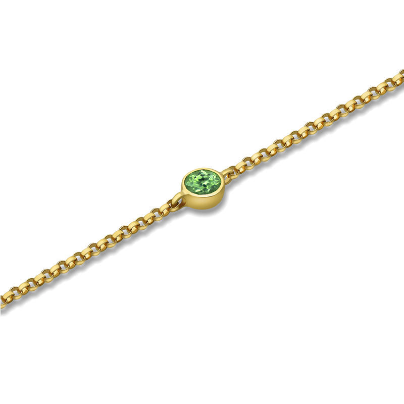18k Gold August Birthstone Peridot Bracelet - Genevieve Collection