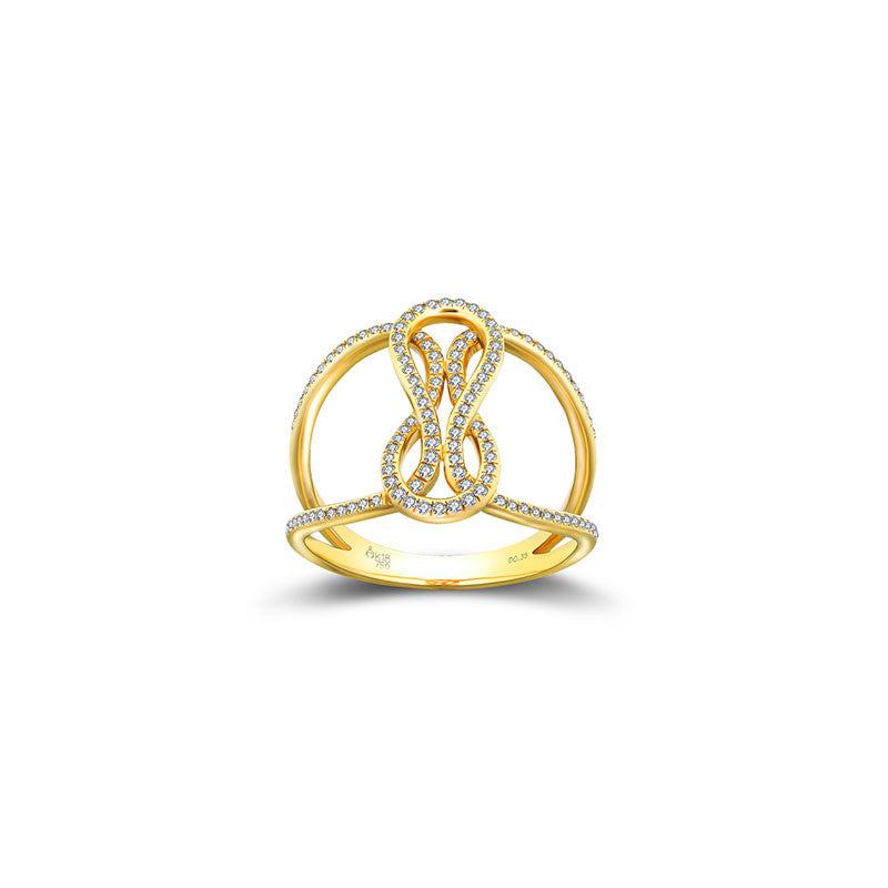 18k Gold Curved Loop Diamond Ring - Genevieve Collection
