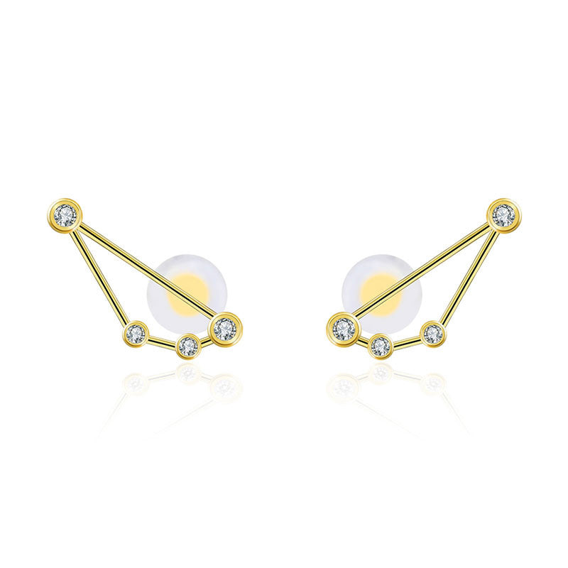 Capricorn Zodiac Constellation Earring 18k Gold & Diamond - Genevieve Collection
