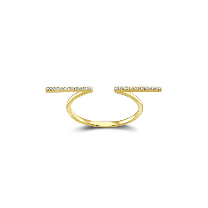 18k Gold Line Diamond Open Ring - Genevieve Collection