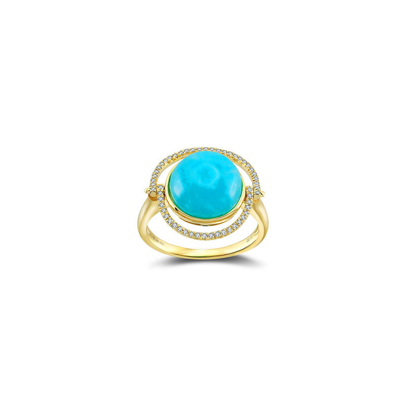 18k Gold Amazoniet Diamond Ring - Genevieve Collection