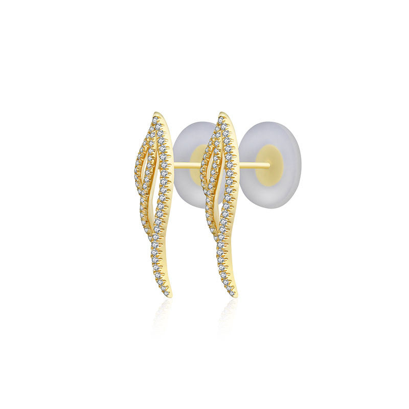 18k Gold Angel Wing Diamond Earring - Genevieve Collection