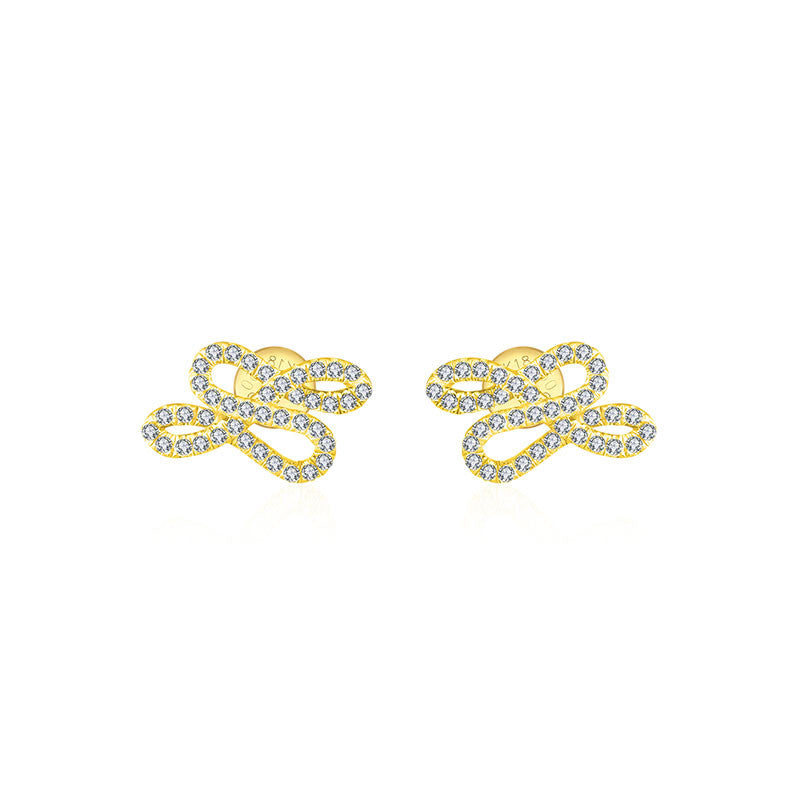 18k Gold Quadruple Curves Diamond Earring - Genevieve Collection