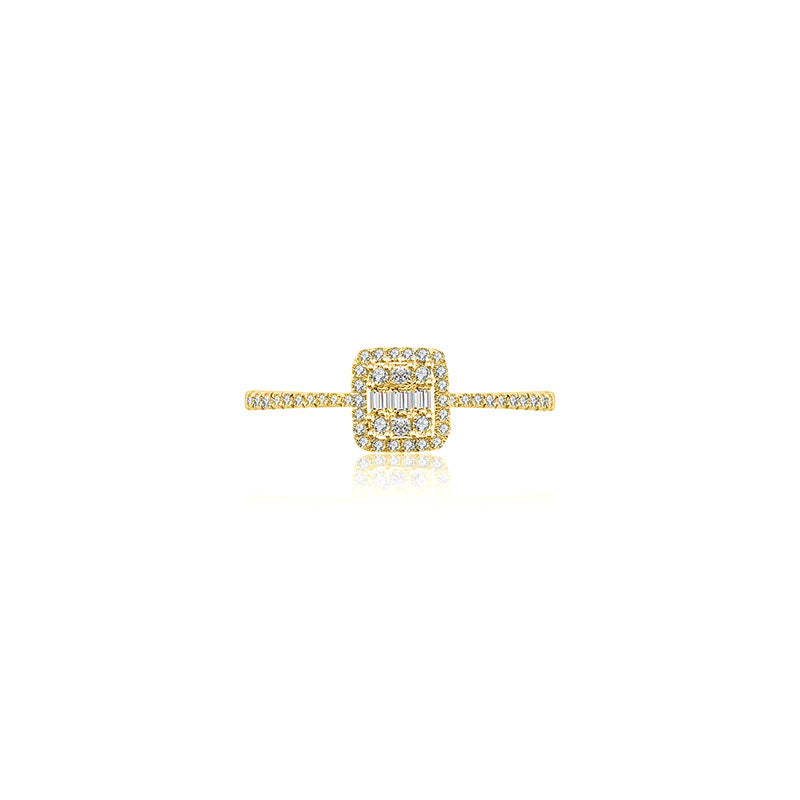 18k Gold Double Halo Diamond Ring - Genevieve Collection
