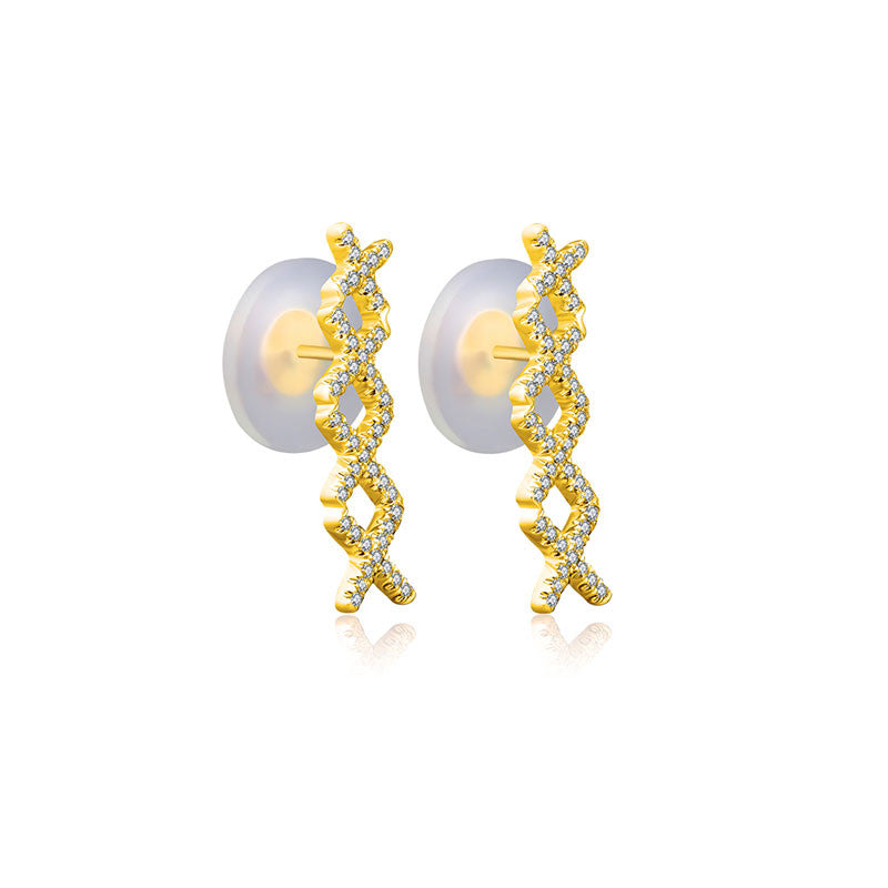 18k Gold Quadruple Cross Diamond Earring - Genevieve Collection