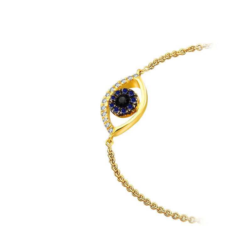 18k Gold Evil Eye Sapphire and Diamond Bracelet - Genevieve Collection