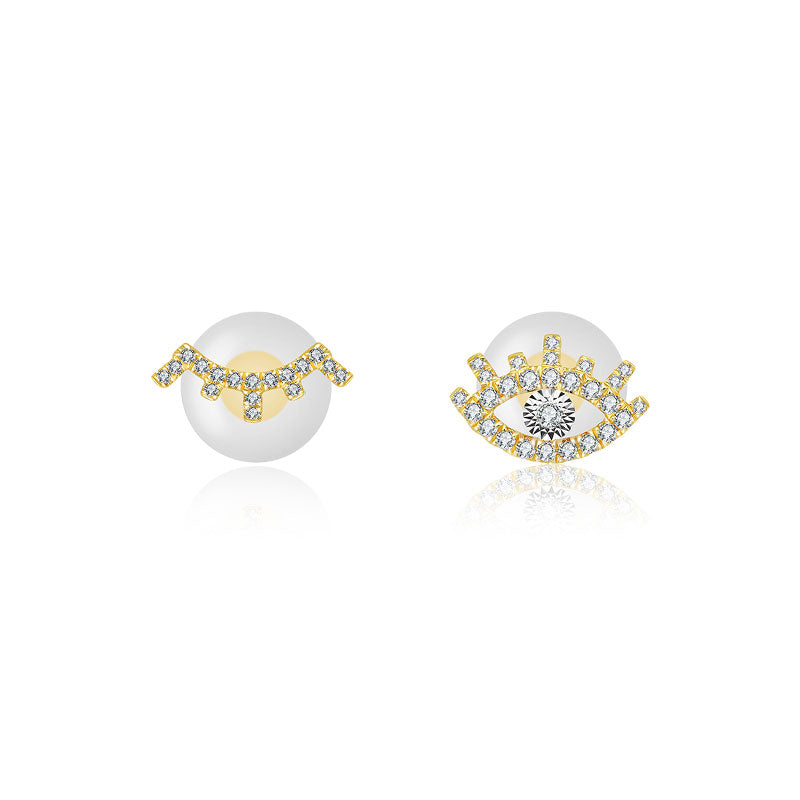 18k Gold Evil Eye & Eyelash Diamond Earring - Genevieve Collection