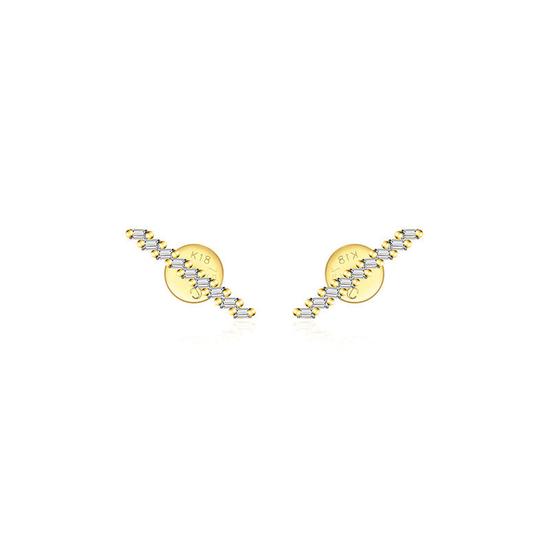 18k Gold Slash Line Diamond Earring - Genevieve Collection
