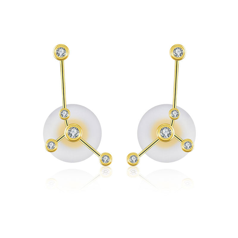 Cancer Zodiac Constellation Earring 18k Gold & Diamond - Genevieve Collection