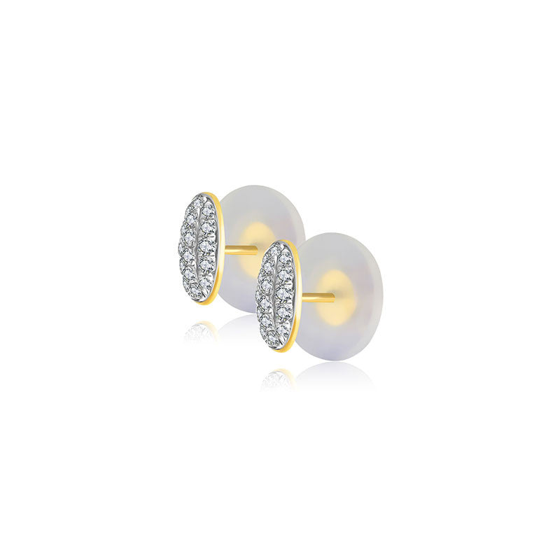 18k Gold Oval Shape Diamond Earring - Genevieve Collection