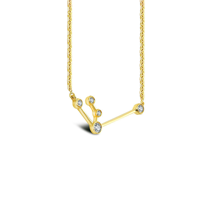 Aquarius Zodiac Constellation Necklace 18k Gold & Diamond - Genevieve Collection