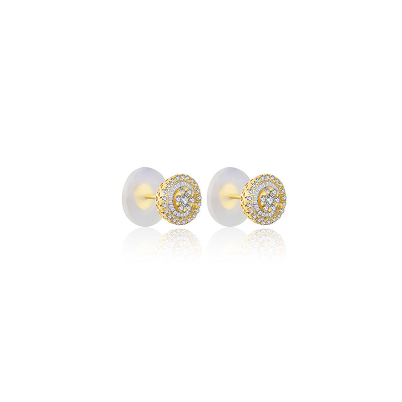 18k Gold Round Shape Diamond Earring - Genevieve Collection