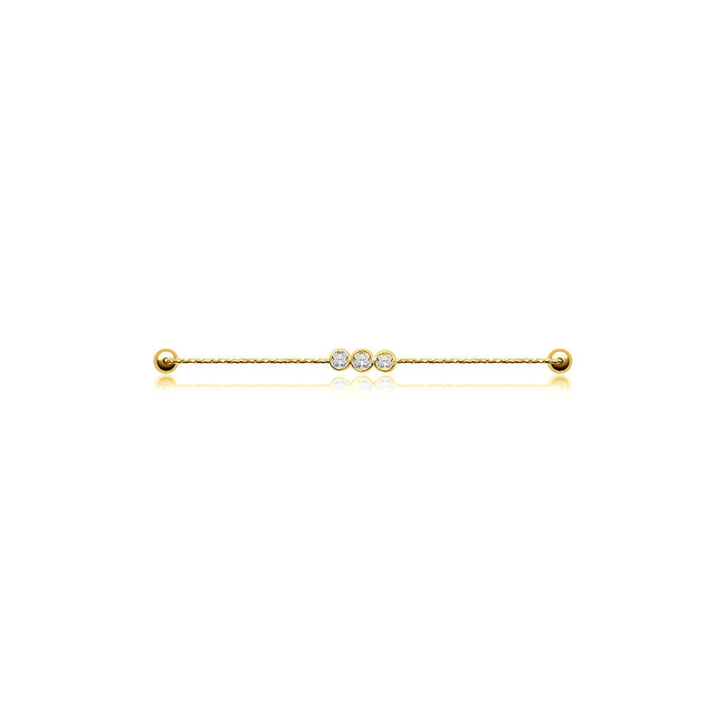 18k Gold Triple Diamond Bangle with Titanium - Genevieve Collection