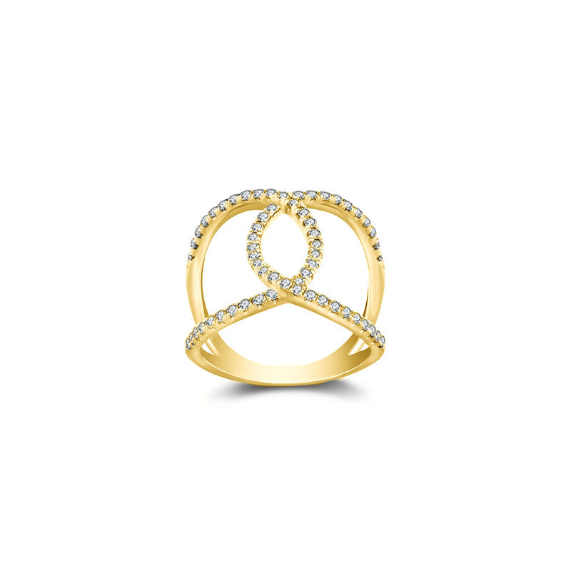 18k Gold Connected Curve Diamond Ring - Genevieve Collection