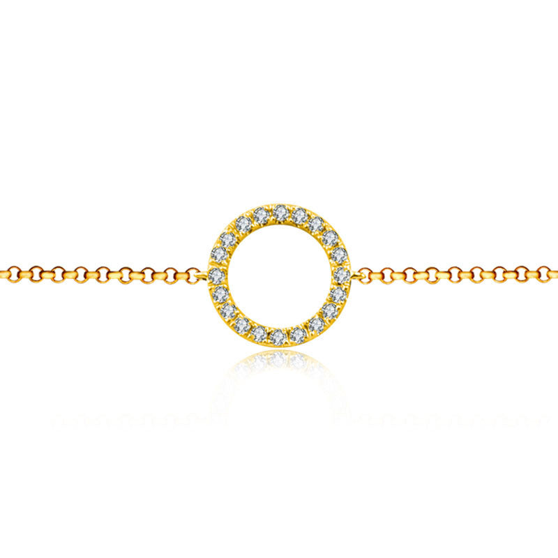 18k Gold Round Shape Diamond Bracelet with White Tassel - Genevieve Collection