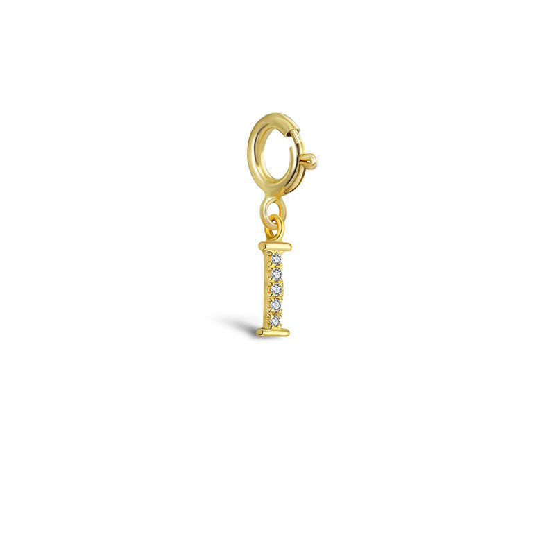 18k Gold Letter "I" Diamond Charms - Genevieve Collection