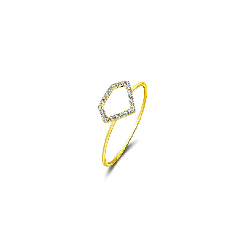 18k Gold Hollow Diamond Shape Diamond Ring - Genevieve Collection