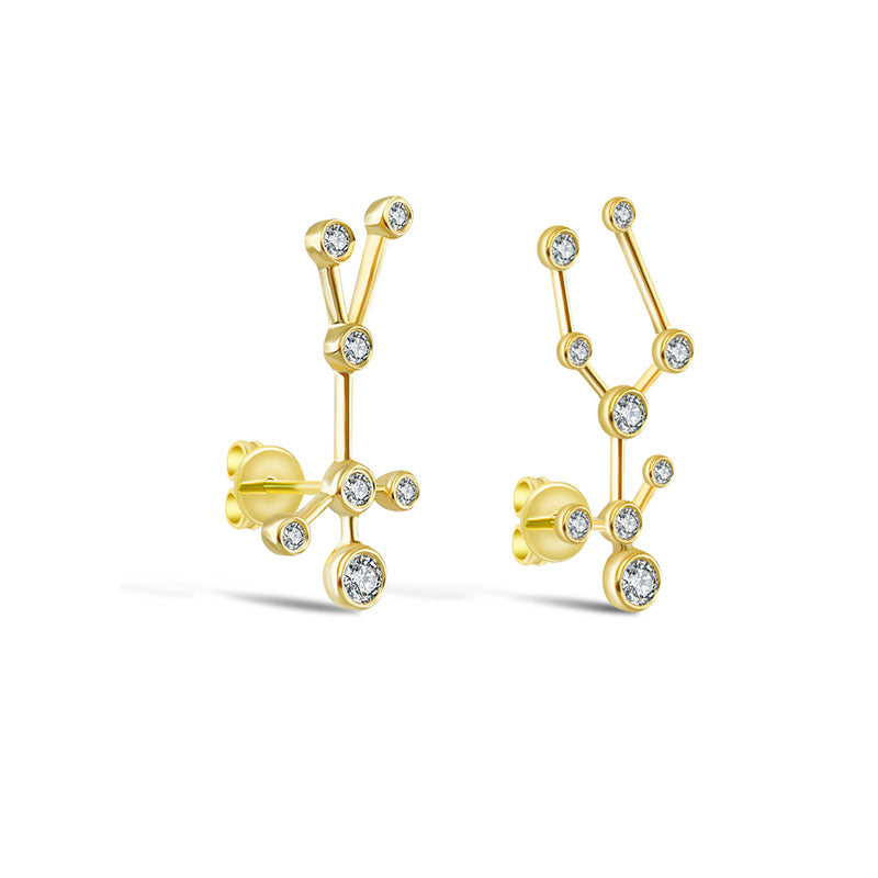 Gemini Zodiac Constellation Earring 18k Gold & Diamond - Genevieve Collection