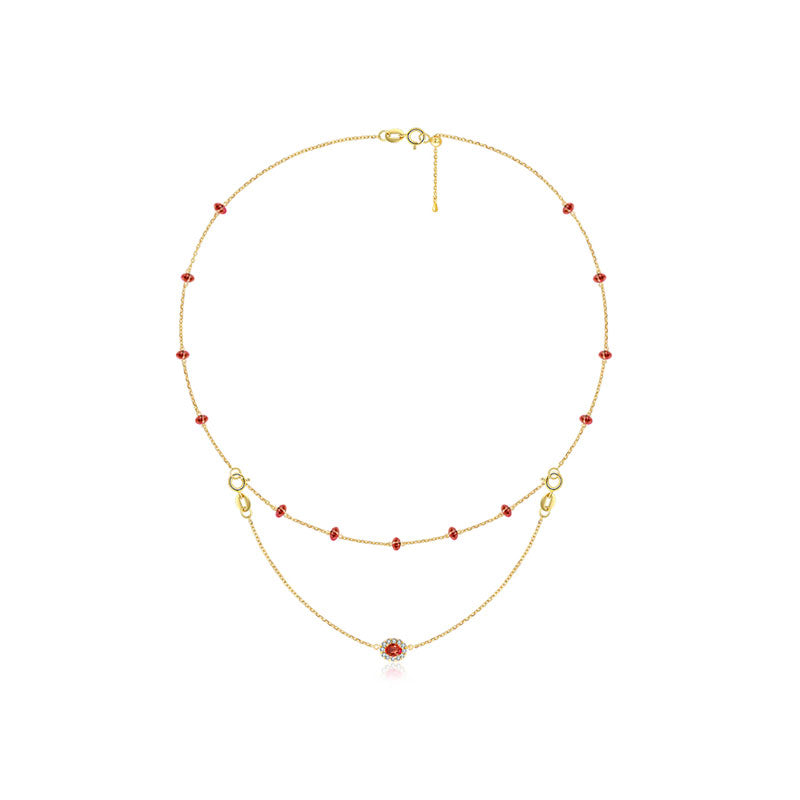 18k Gold 2 Ways By The Yard Ruby Bead Necklace - Genevieve Collection