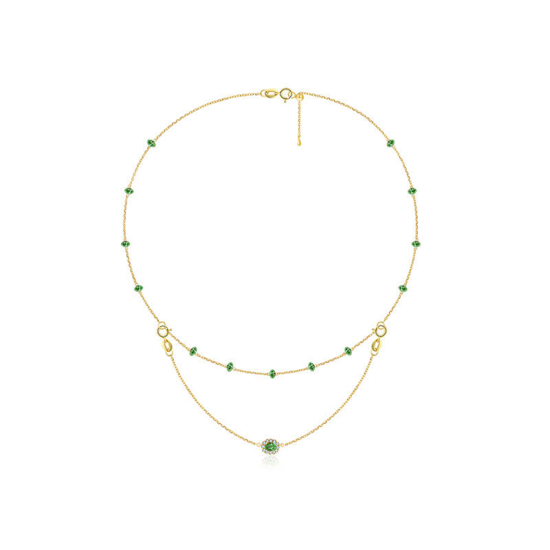 18k Gold 2 Ways By The Yard Emerald Bead Necklace - Genevieve Collection