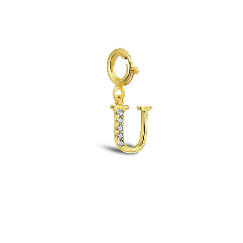 18k Gold Letter "U" Diamond Charms - Genevieve Collection