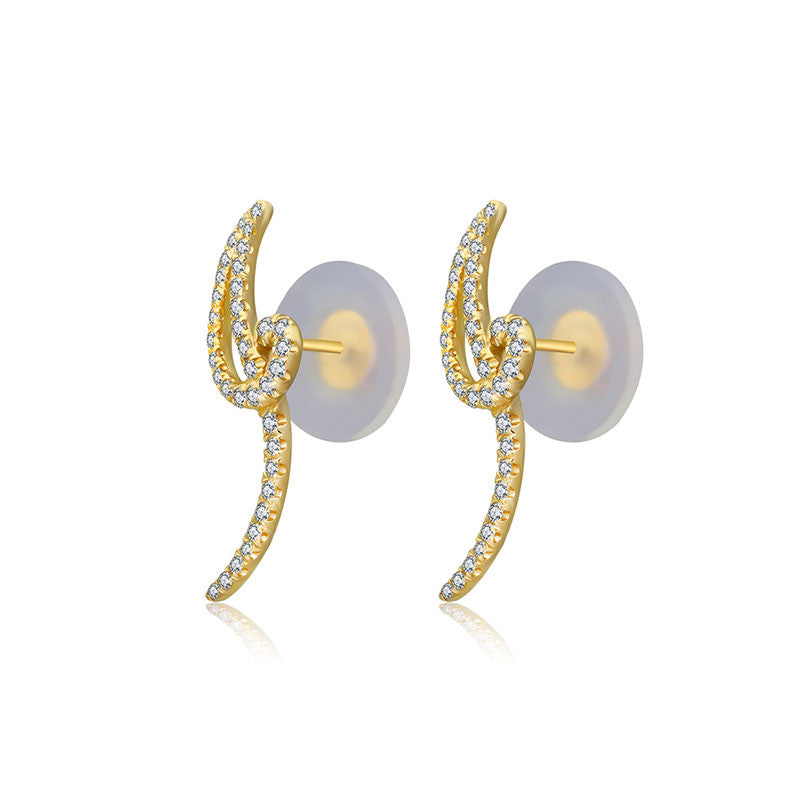 18k Gold Script Letter "I" Diamond Earring - Genevieve Collection
