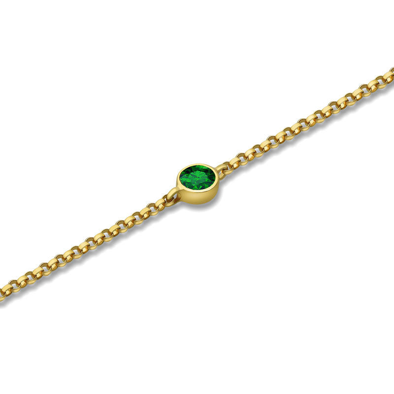 18k Gold May Birthstone Emerald Bracelet - Genevieve Collection