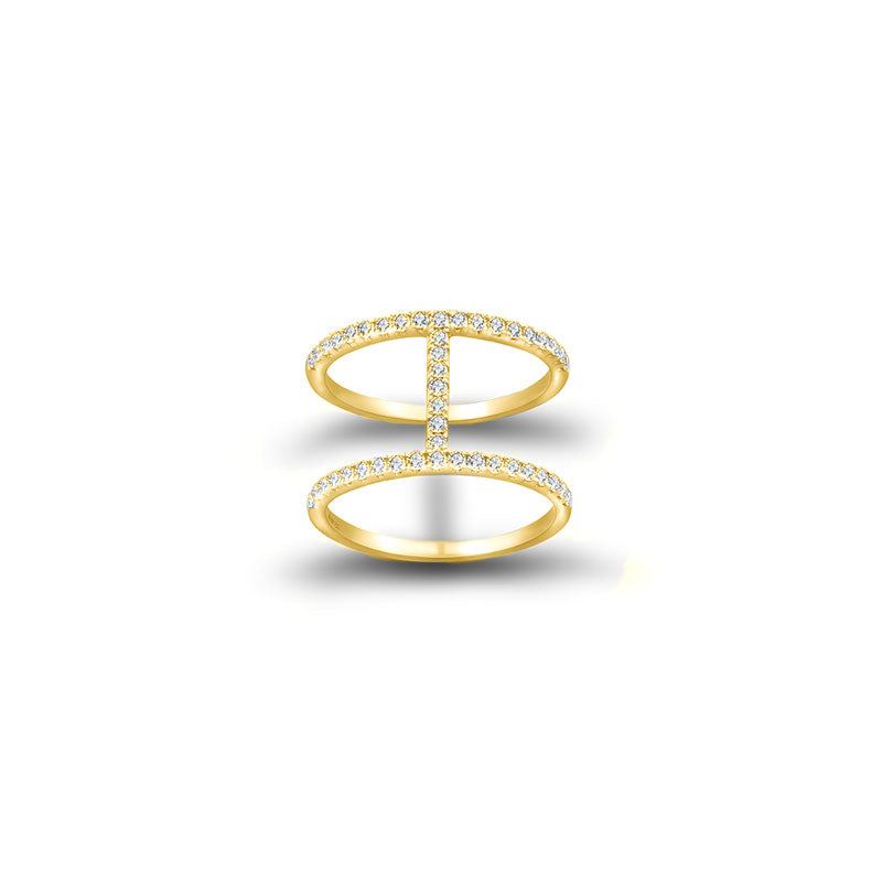 18k Gold Connected Line Diamond Ring - Genevieve Collection