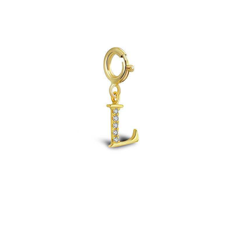 18k Gold Letter "L" Diamond Charms - Genevieve Collection