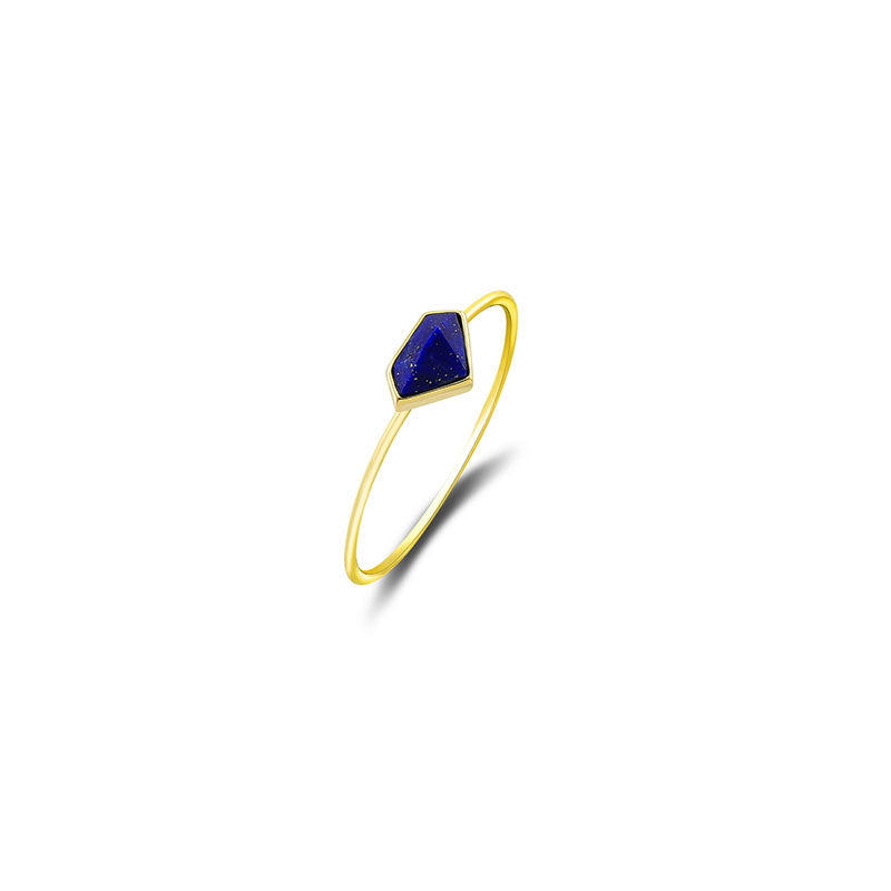 18k Gold Diamond Shape Lapis Ring - Genevieve Collection