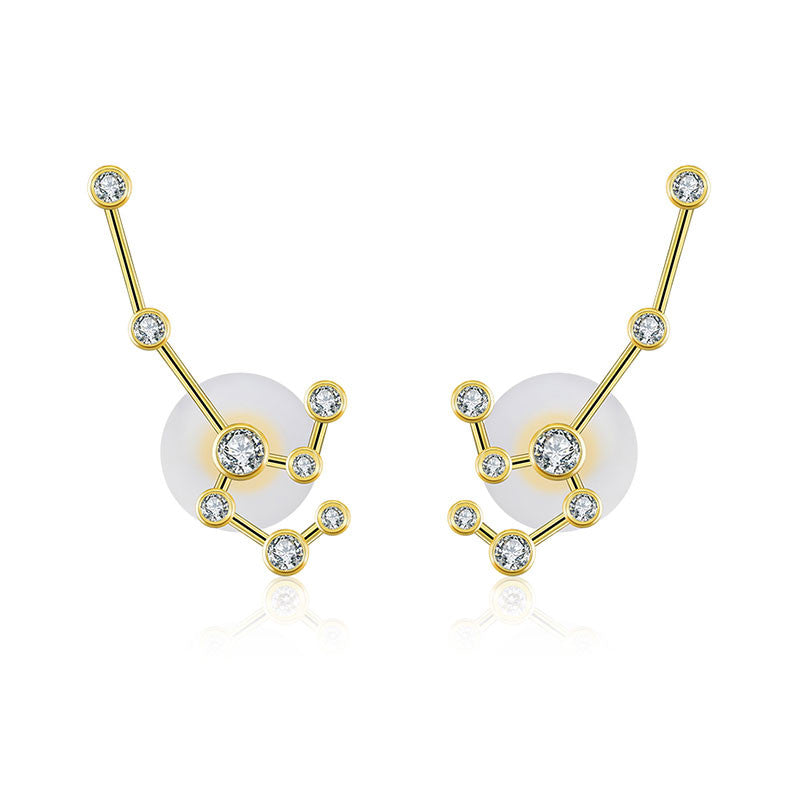 Leo Zodiac Constellation Earring 18k Gold & Diamond - Genevieve Collection