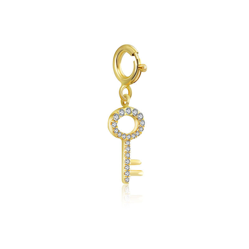18k Gold Key Shape Diamond Charms - Genevieve Collection