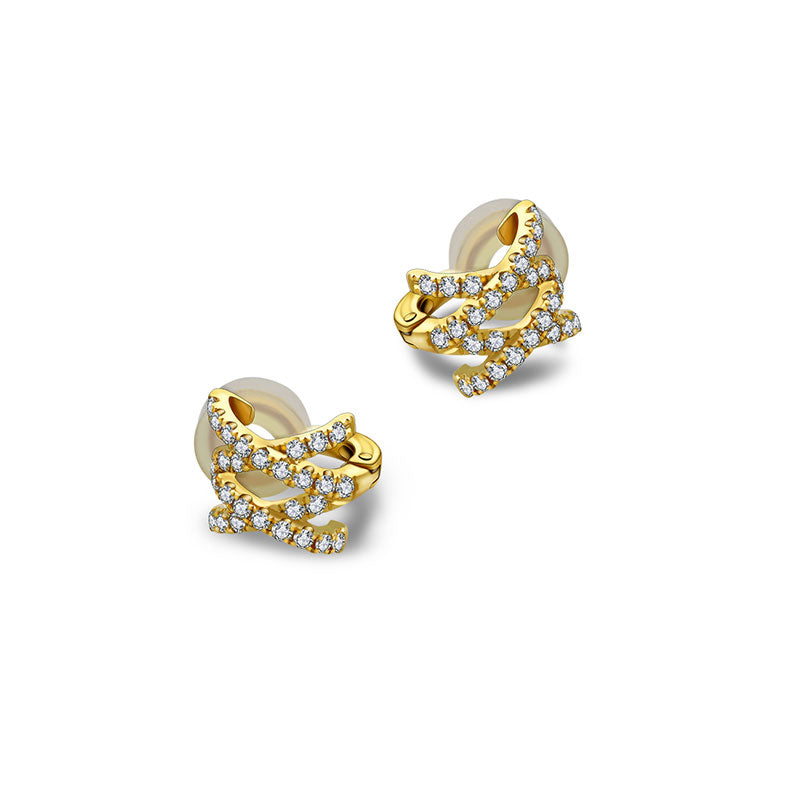 18k Gold Double Cross Diamond Ear Cuff - Genevieve Collection