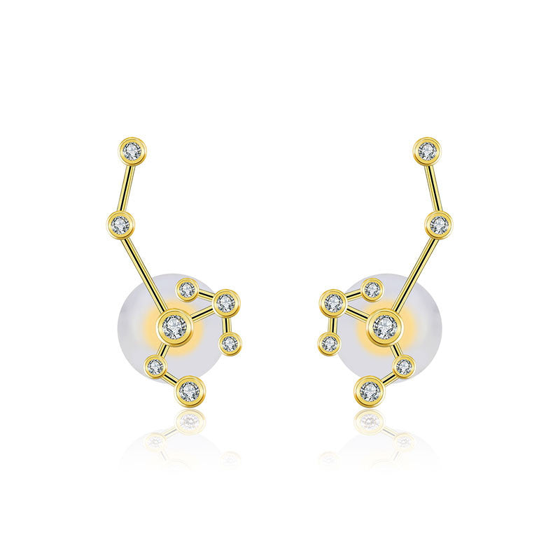 Sagittarius Zodiac Constellation Earring 18k Gold & Diamond - Genevieve Collection