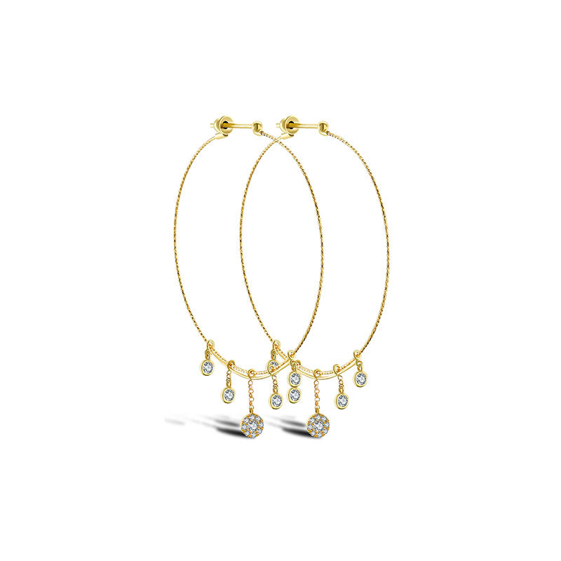 18k Gold Wire Style Hoop Diamond Earring with Titanium - Genevieve Collection
